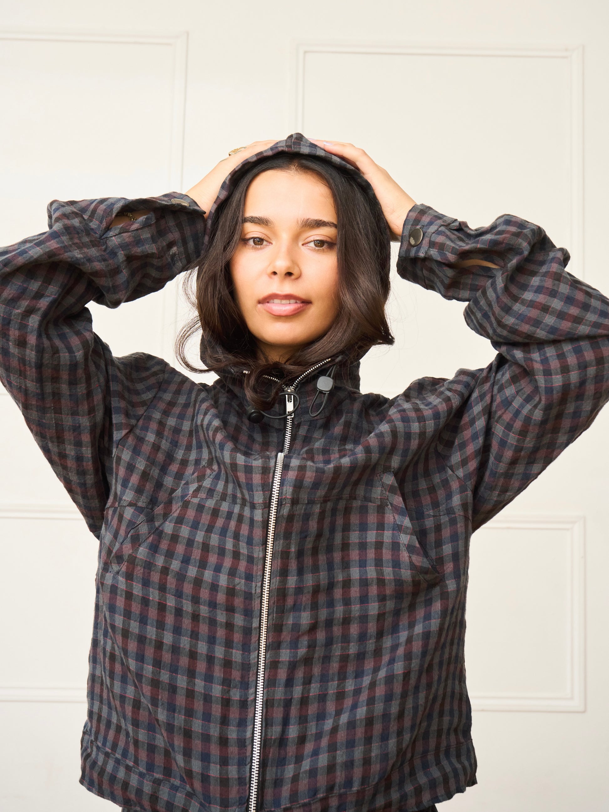 jamie jacket - gingham linen