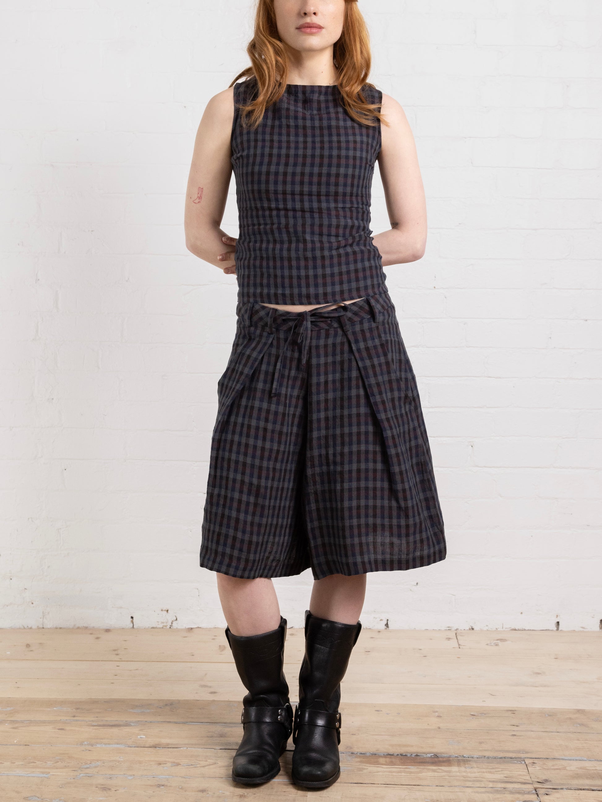 lake short - gingham linen