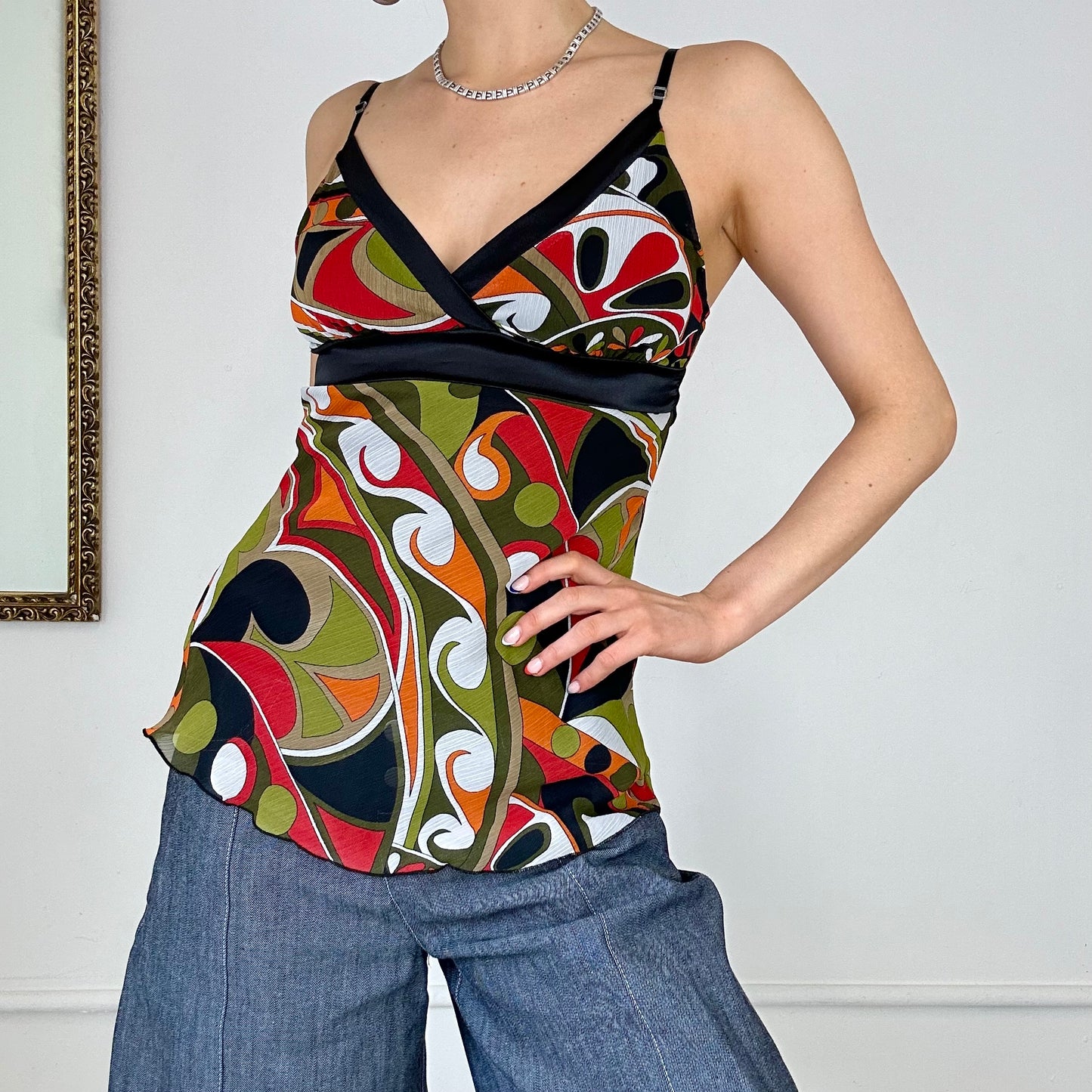 colourful 60's patterned tank top