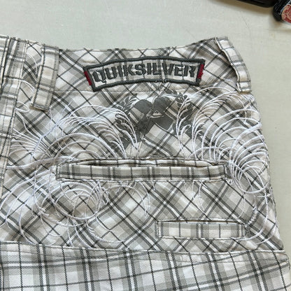 grey and white checkered shorts by quiksilver