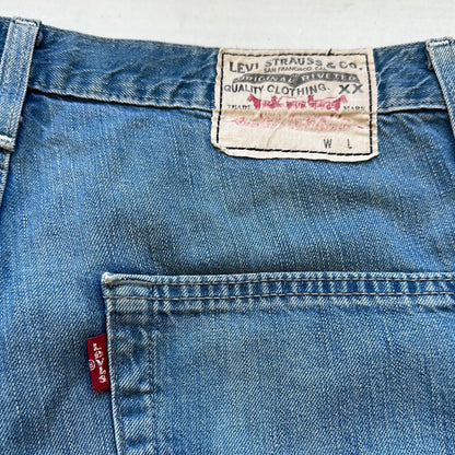 levi’s blue long denim shorts