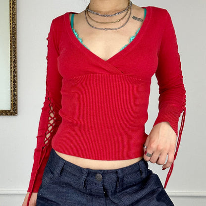 jane norman red knitted top