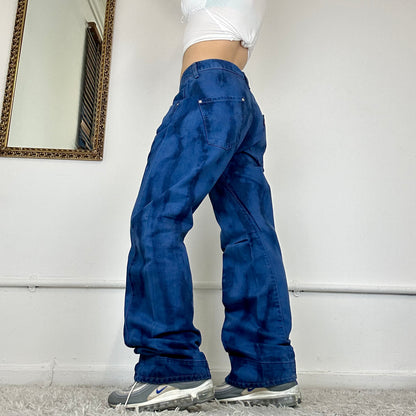 wide leg two tone blue levis jeans