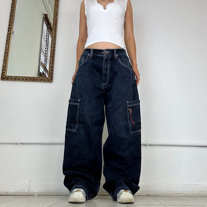 90's Fubu dark wash cargo jeans