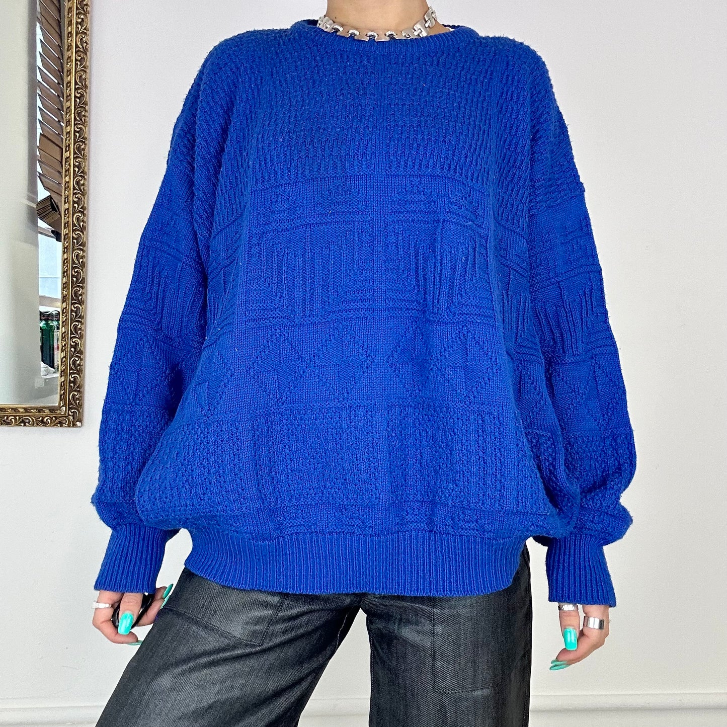 vintage electric blue knitted jumper