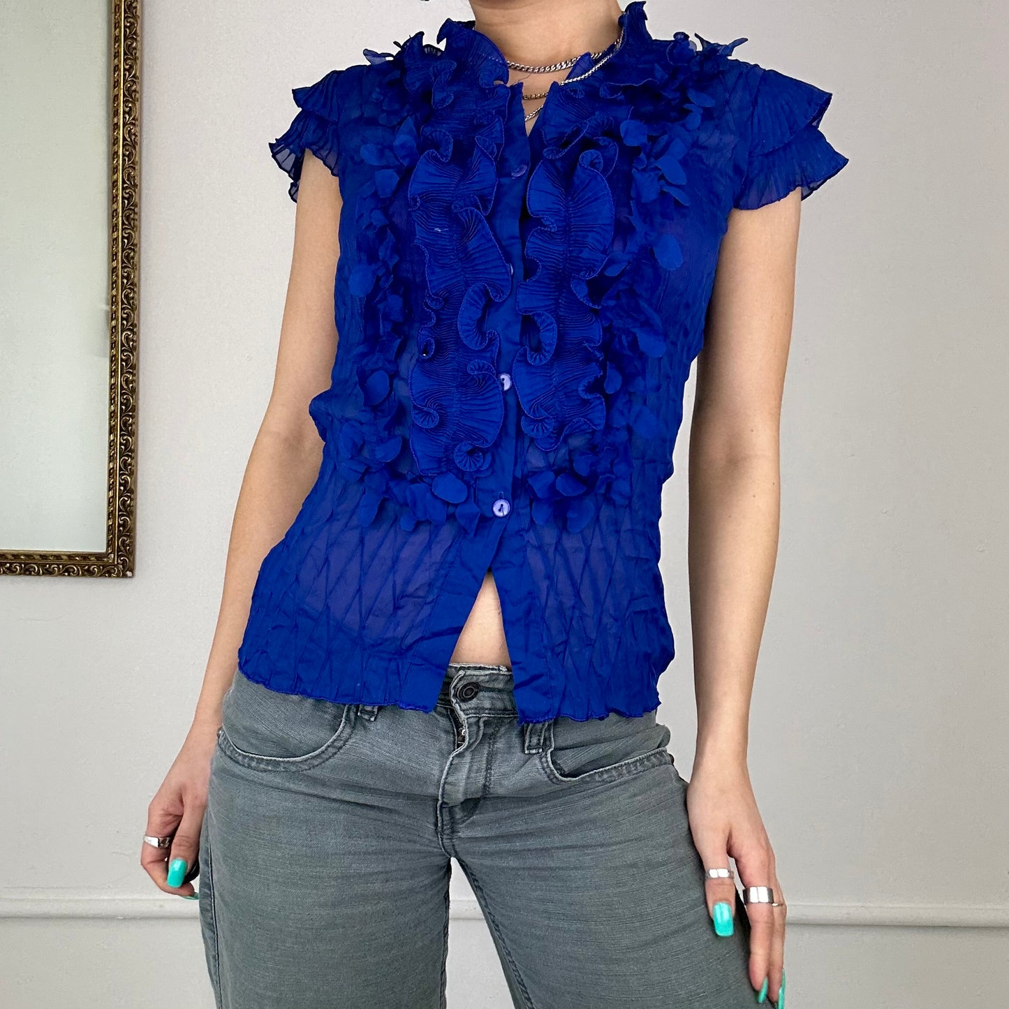 blue mesh 90’s blouse