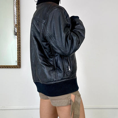 vintage black leather jacket