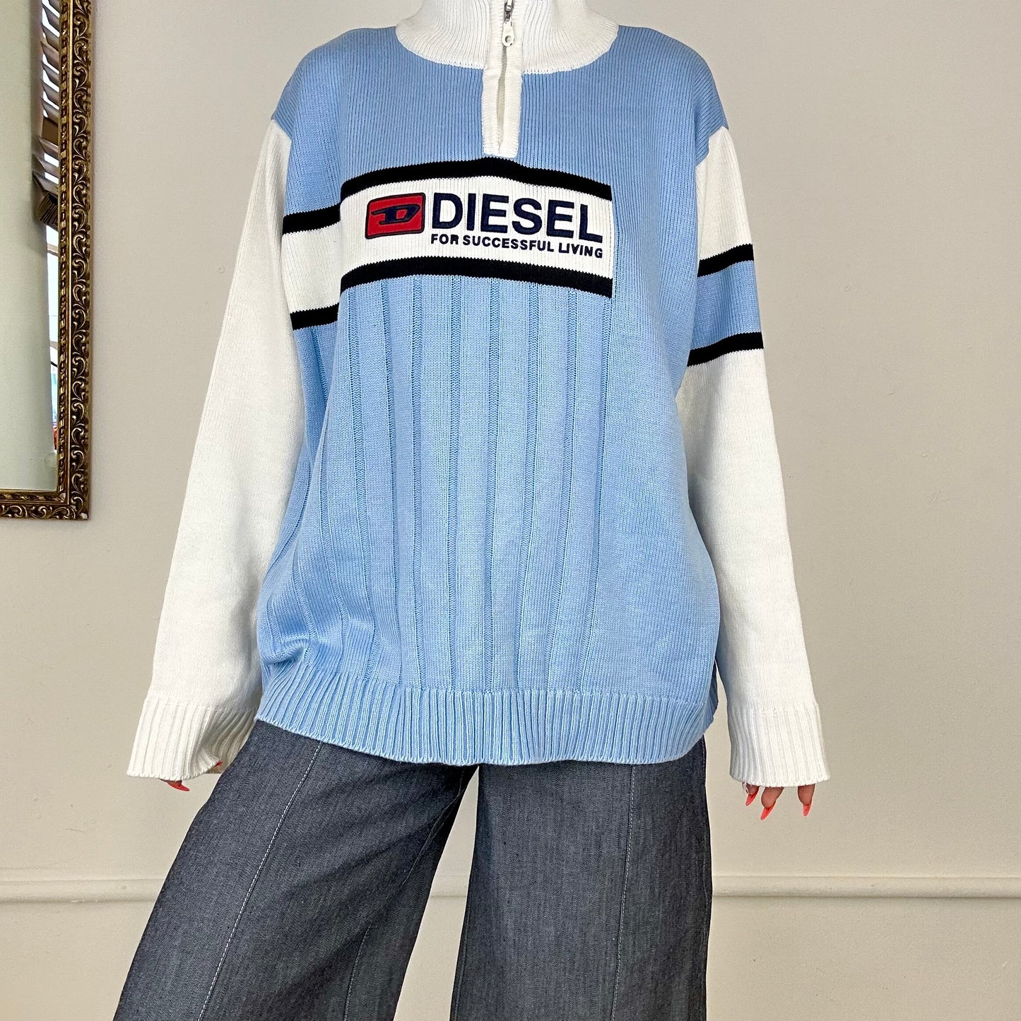 light blue diesel knitted jumper