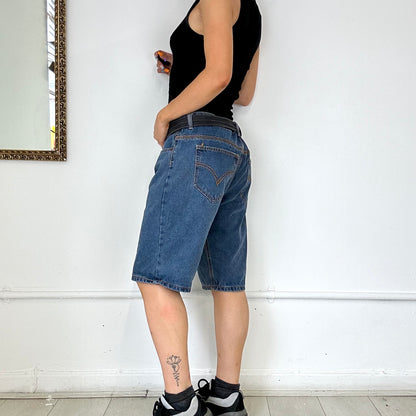 baggy dark wash denim shorts