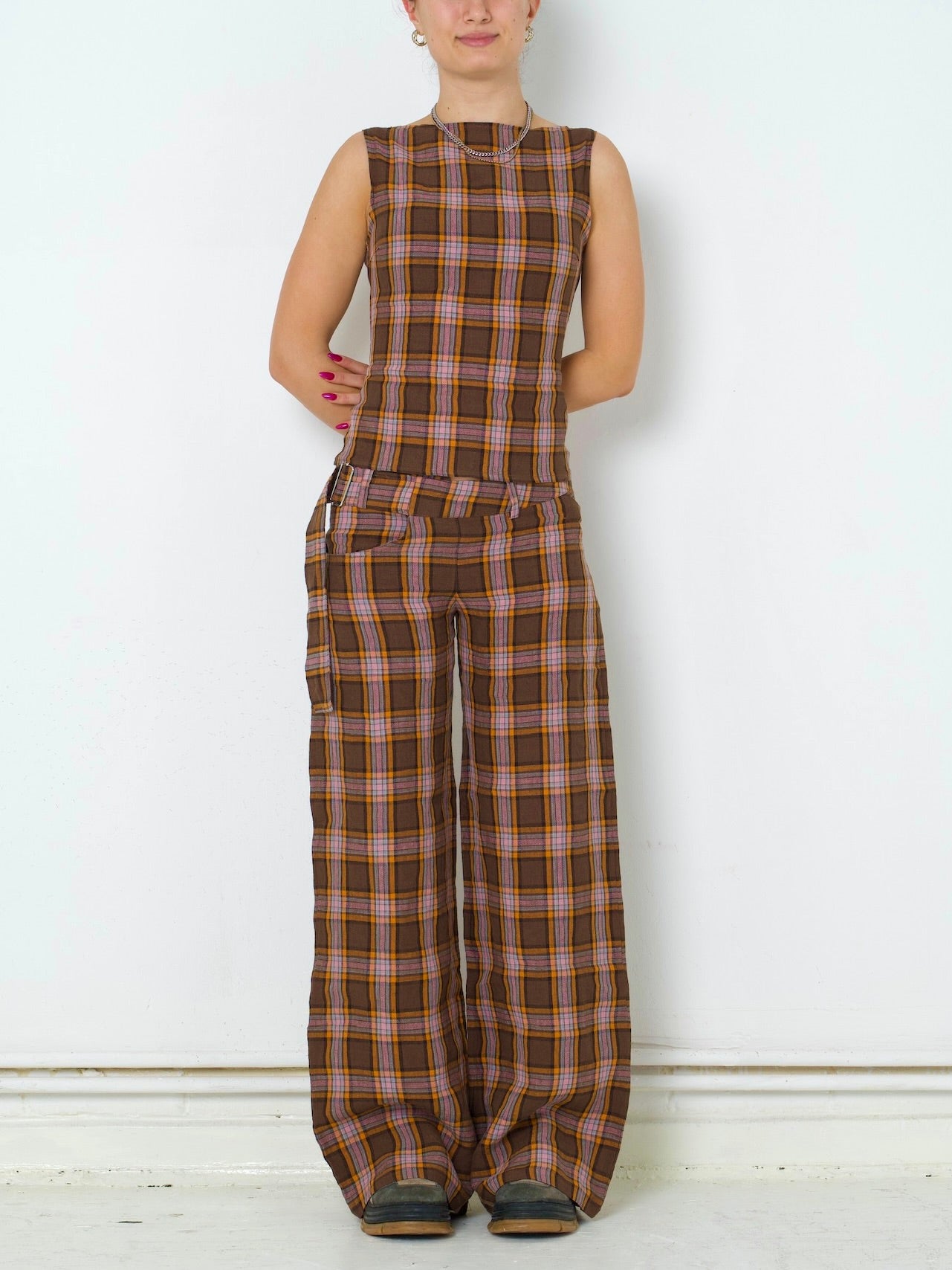 roman trouser - coral linen