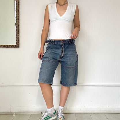 baggy denim cargo jean shorts