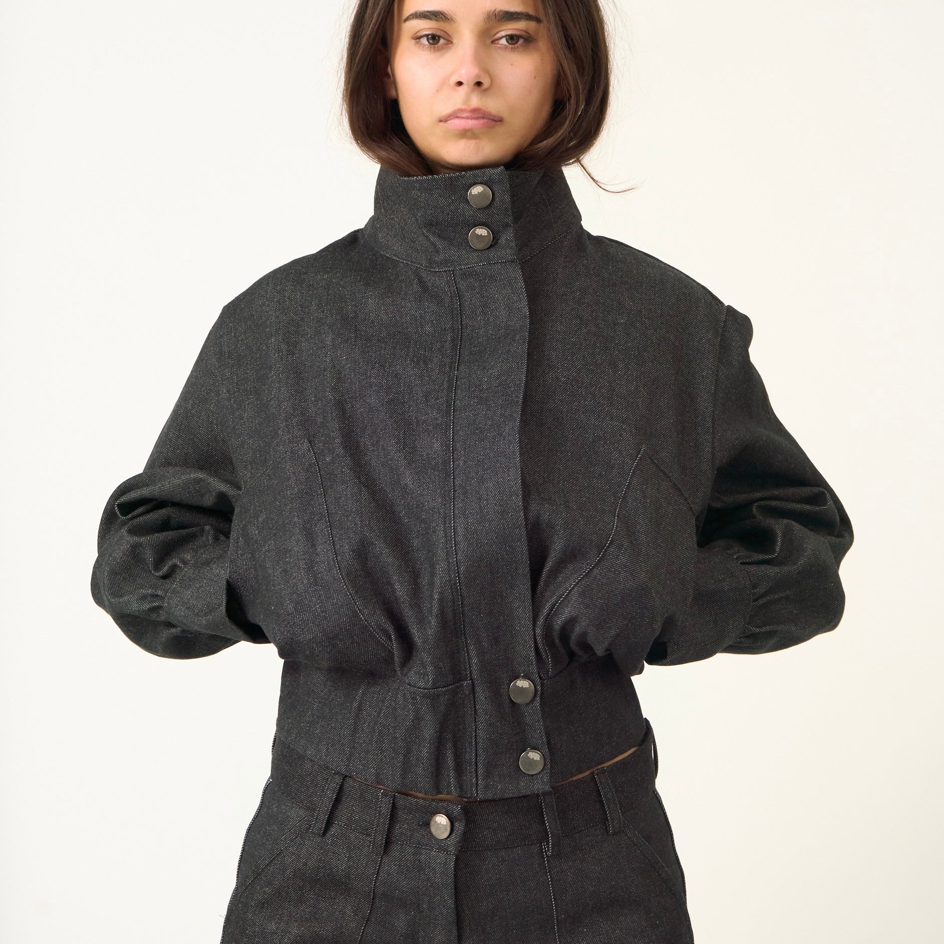 SAMPLE slouch jacket - dark grey denim