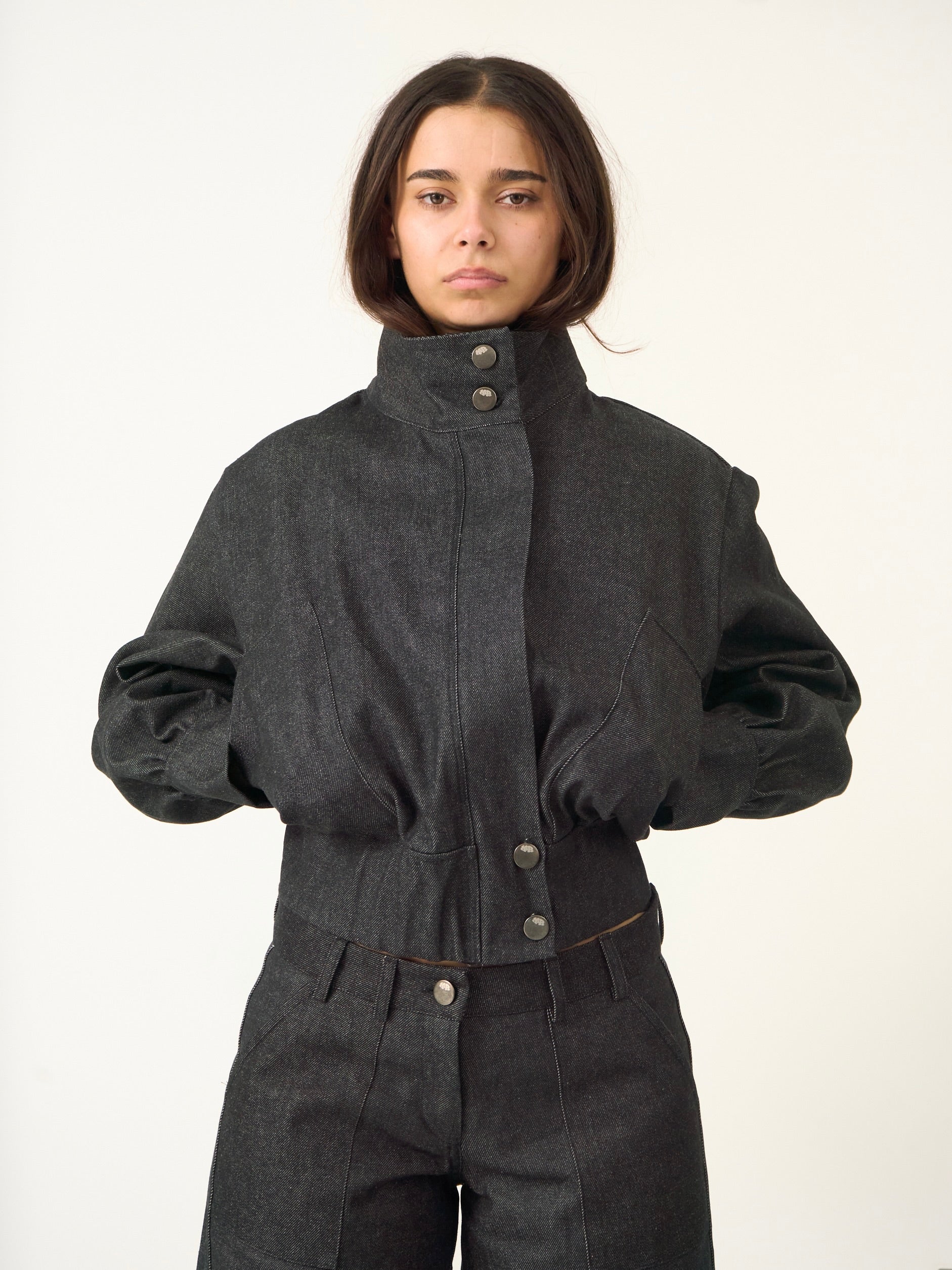 slouch jacket - dark grey denim