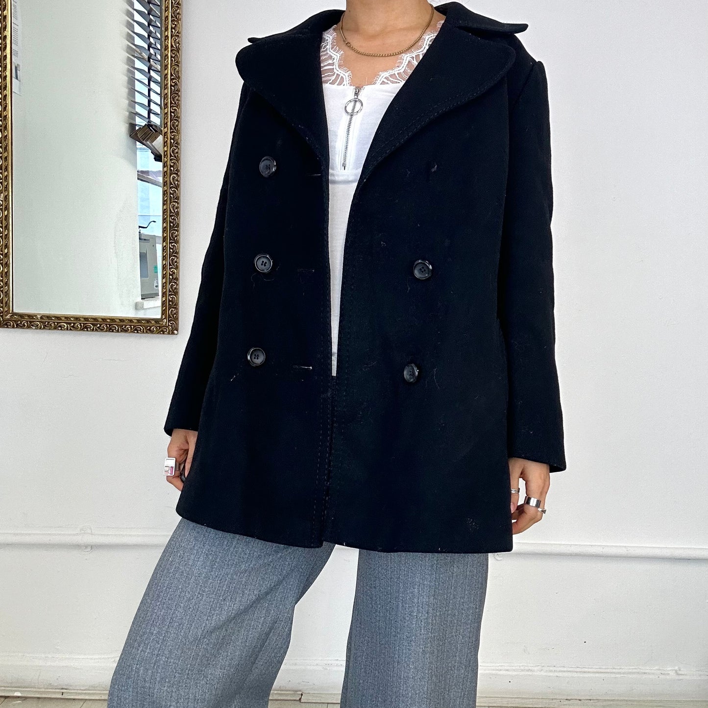 wool double breasted trench coat