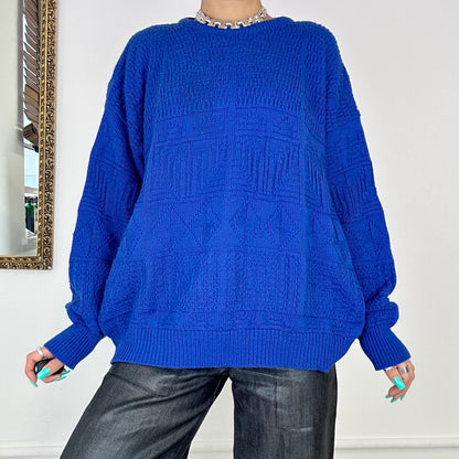 vintage electric blue knitted jumper