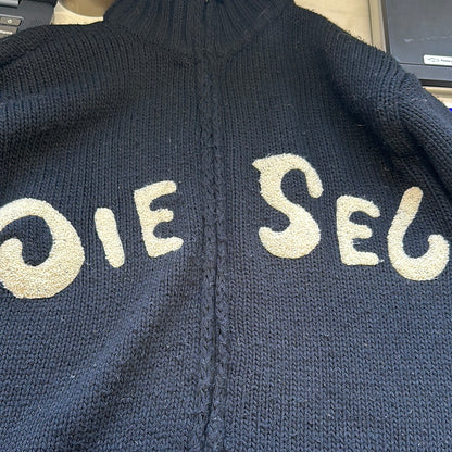 vintage black diesel zip up knit