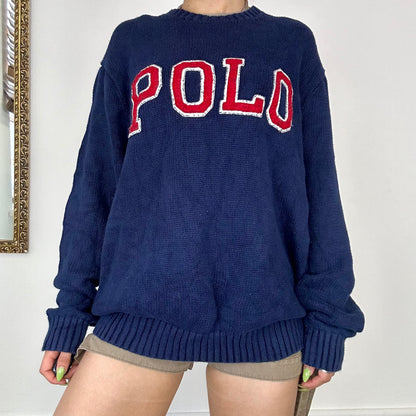 vintage navy polo knit jumper by ralph lauren