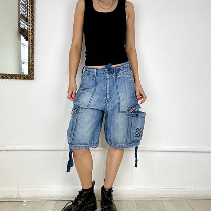 baggy denim cargo shorts