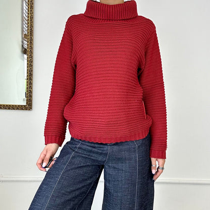 prada red chunky roll kneck knitt jumper