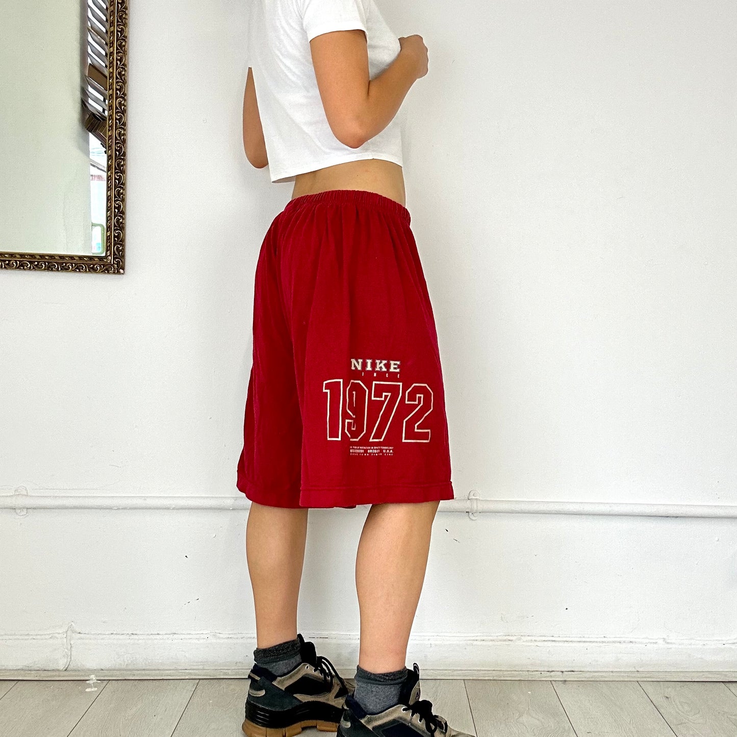 red baggy nike basketball shorts