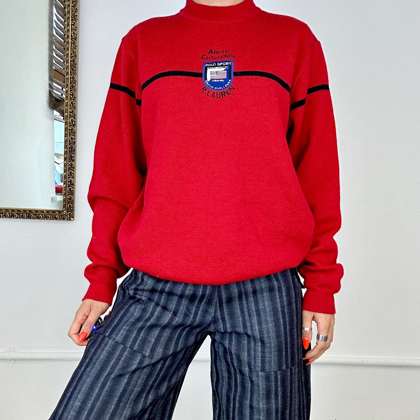 vintage red polo sport jumper