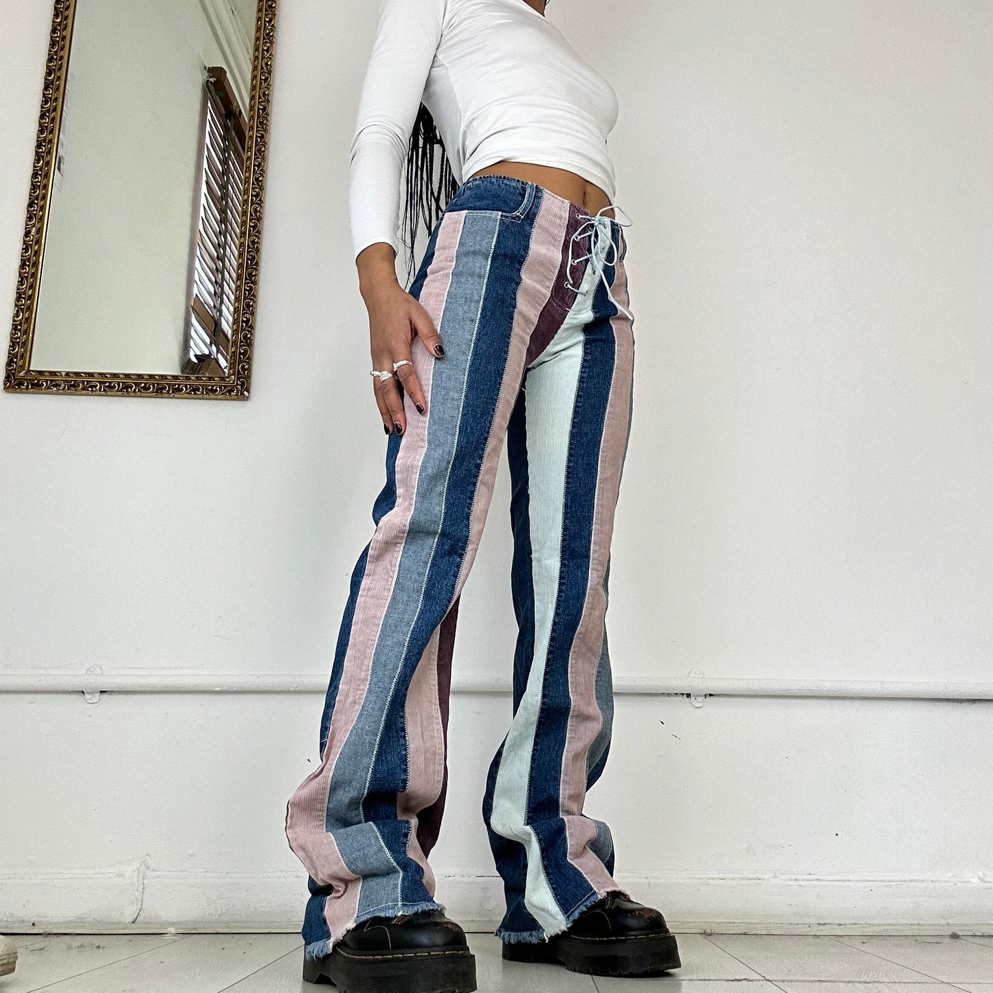 2000’s striped flared jeans