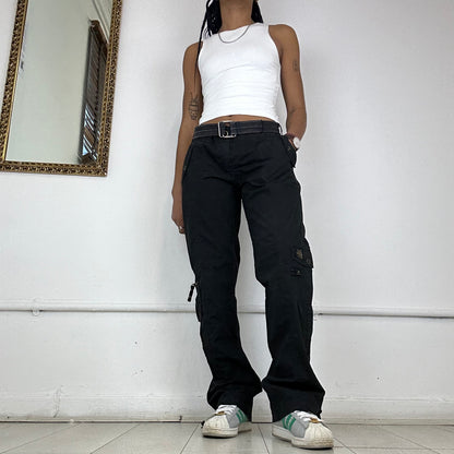 baggy black cargo trousers