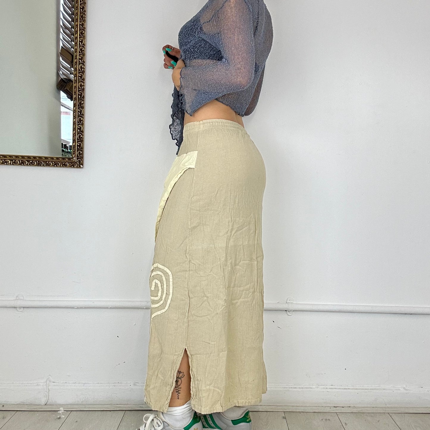 linen layered maxi skirt