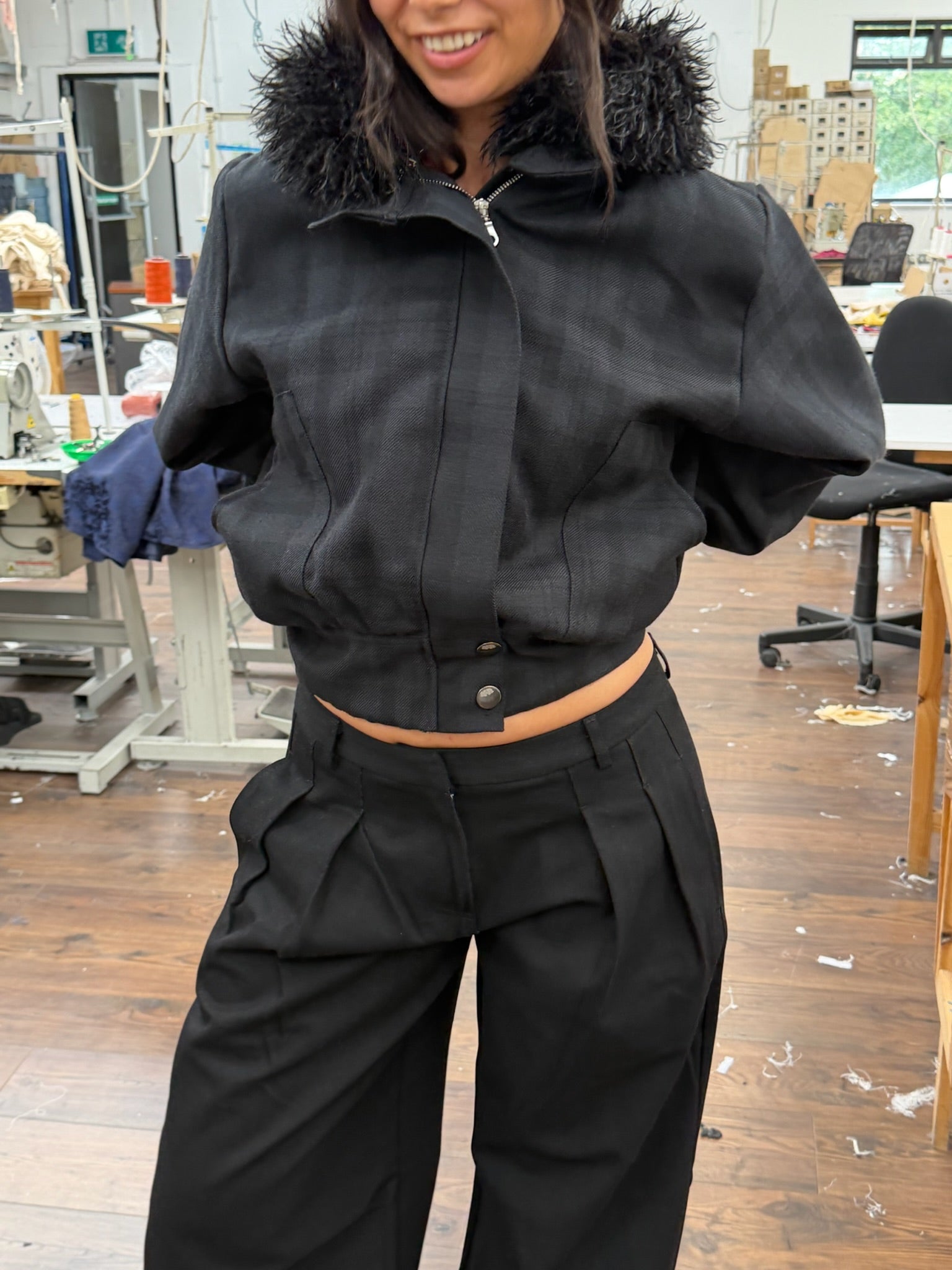 slouch jacket - black wool