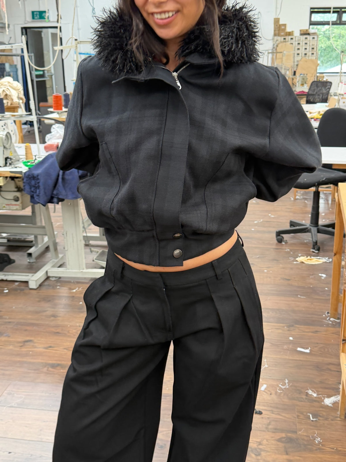 slouch jacket - black wool