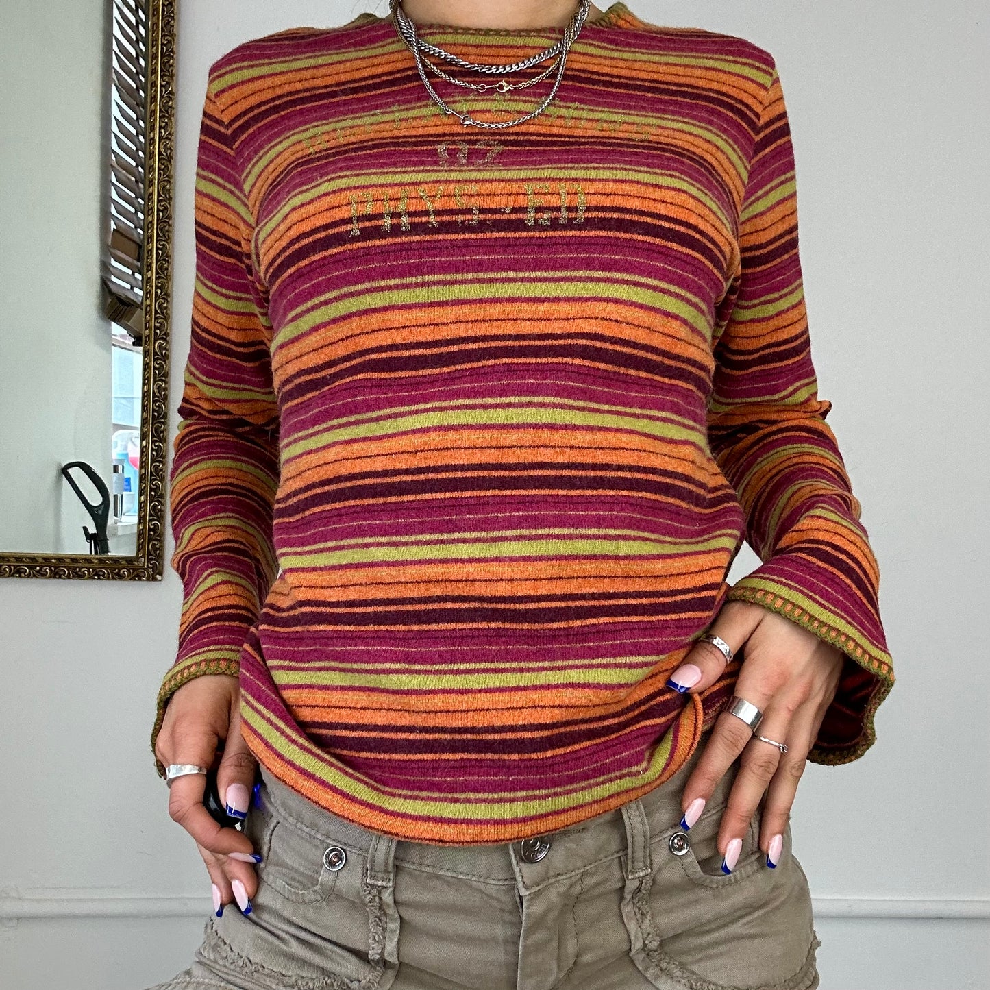 2000's replay colourful striped long sleeve top