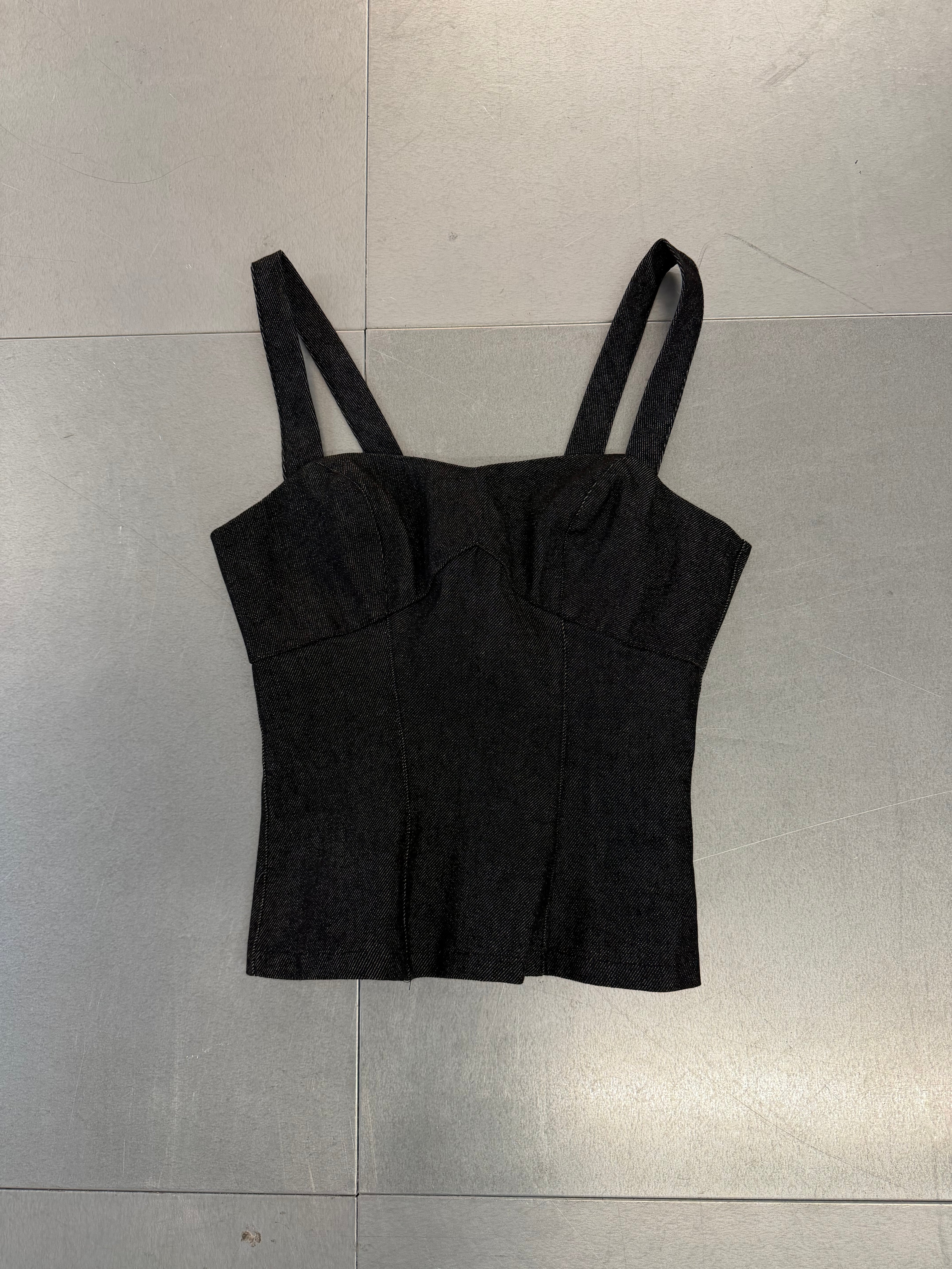 SAMPLE dark grey denim corset top