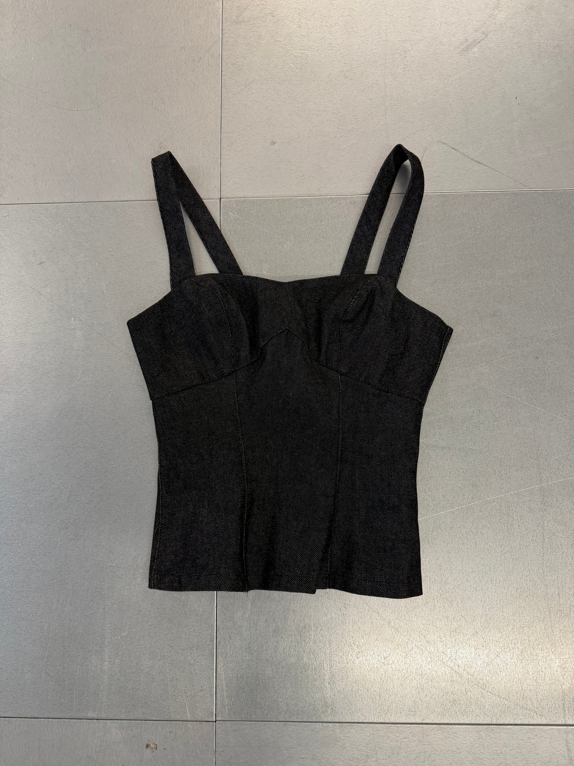 SAMPLE dark grey denim corset top