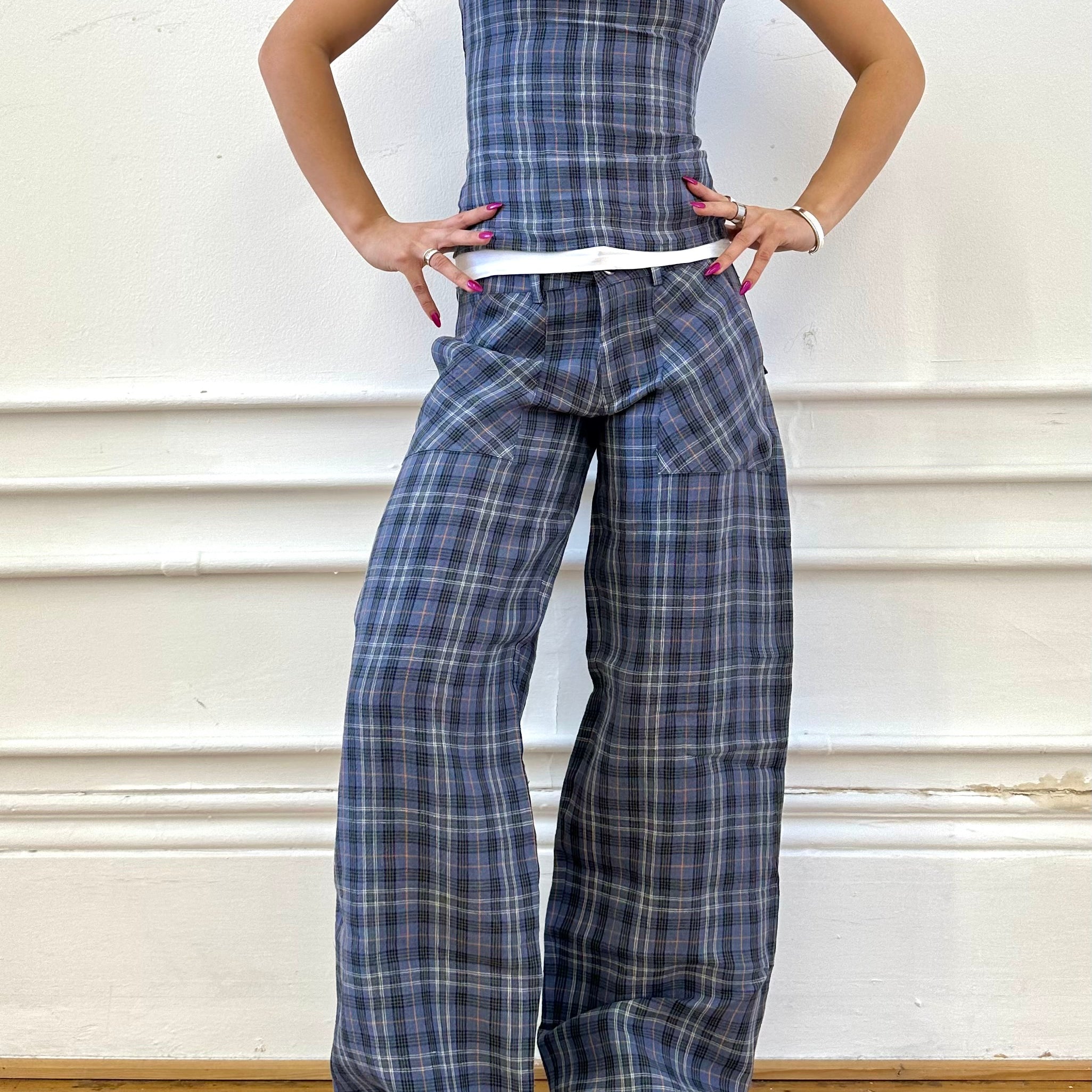 slouch trouser - pebble linen