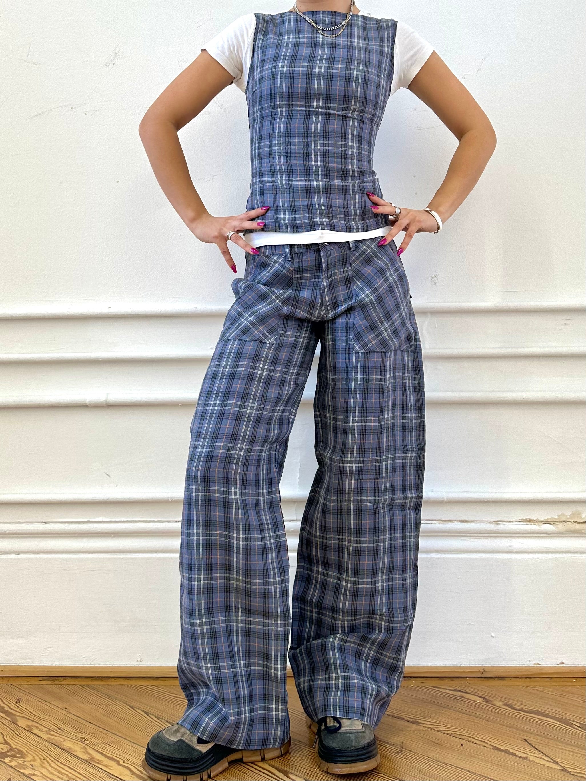 slouch trouser - pebble linen
