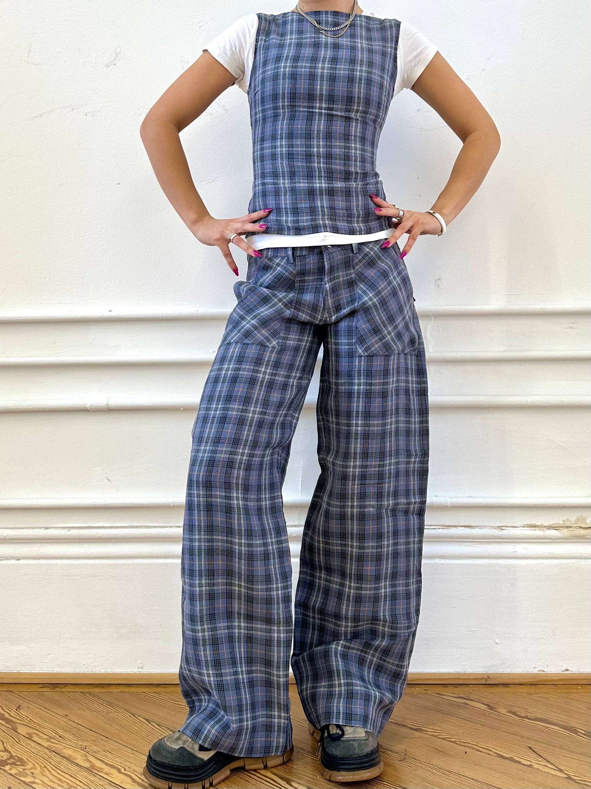 slouch trouser - pebble linen
