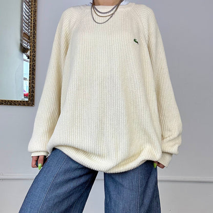 90’s lacoste cream knit jumper