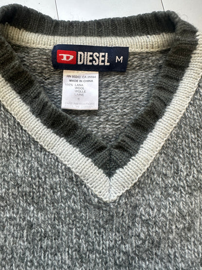 vintage v neck knitted diesel jumper