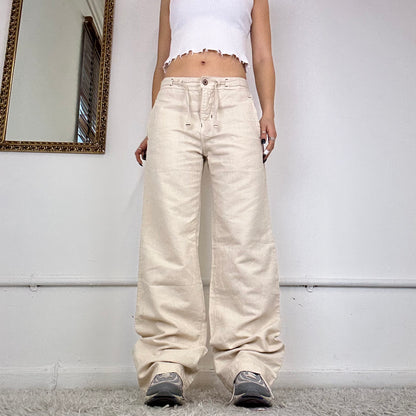 wide leg cream cargo trousers