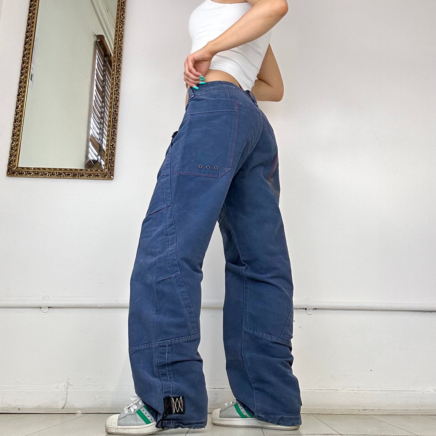 navy baggy cargo trousers