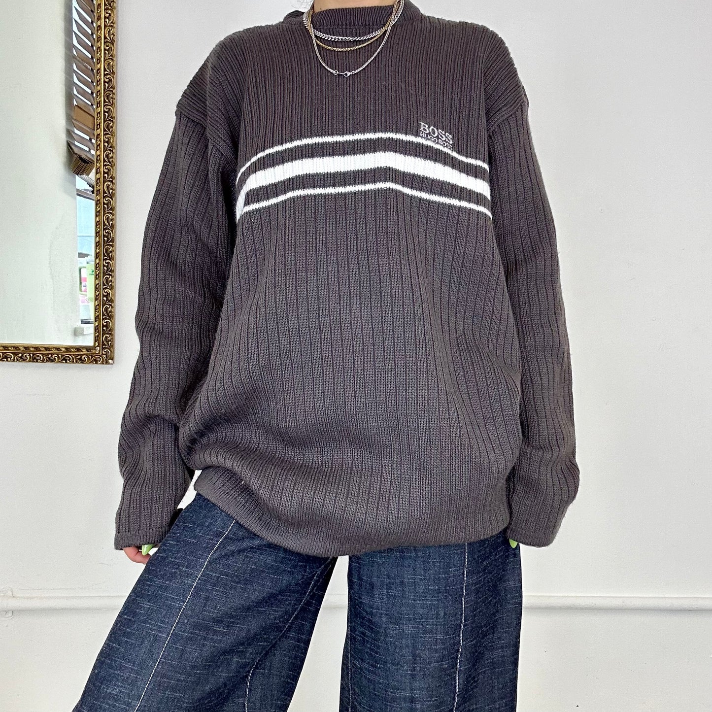 vintage grey boss knitted jumper