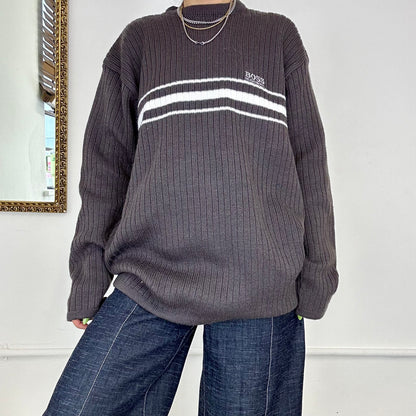 vintage grey boss knitted jumper