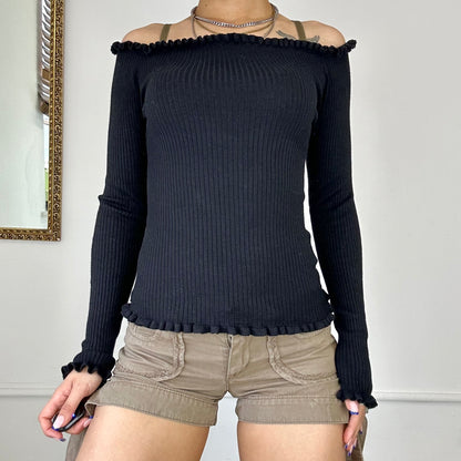 black ribbed off the shoulder top