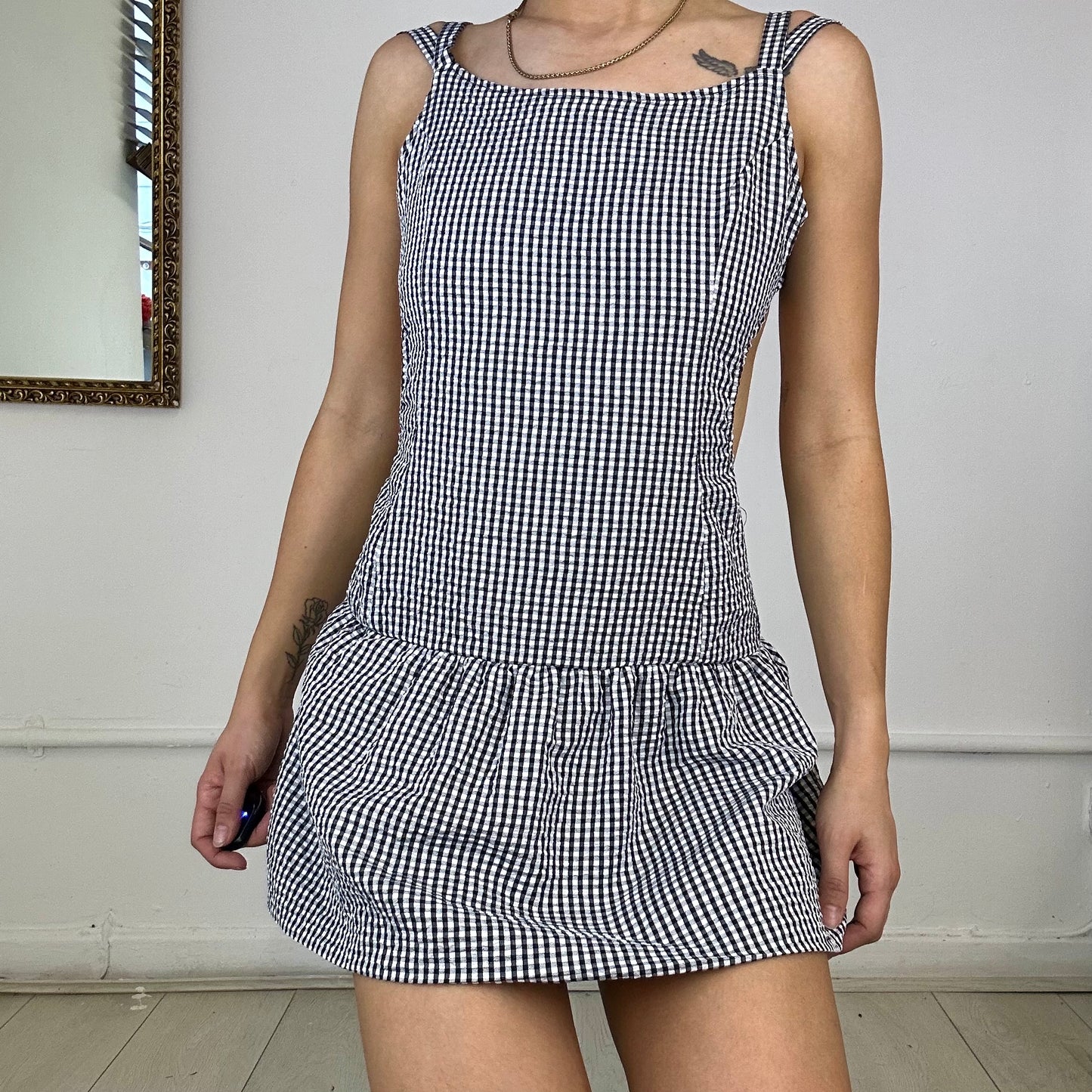 the vita bubble dress in black & white gingham - sample