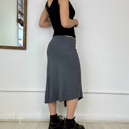 grey knit midi skirt