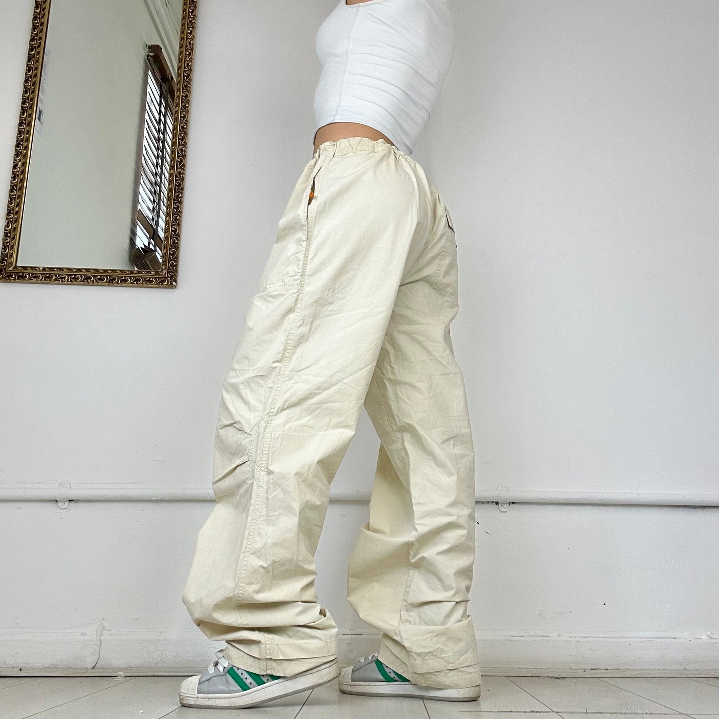 baggy beige cargo trousers