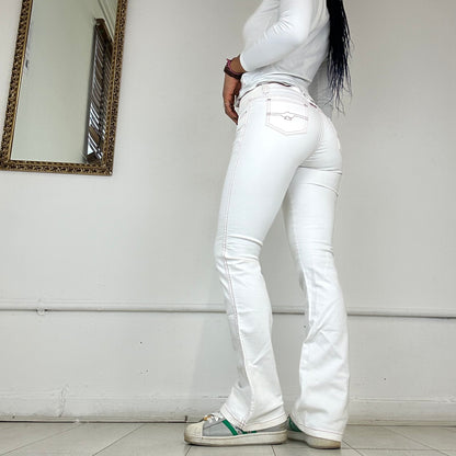 2000's white flared jeans