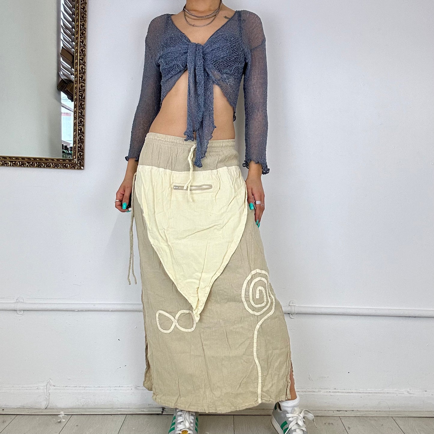 linen layered maxi skirt