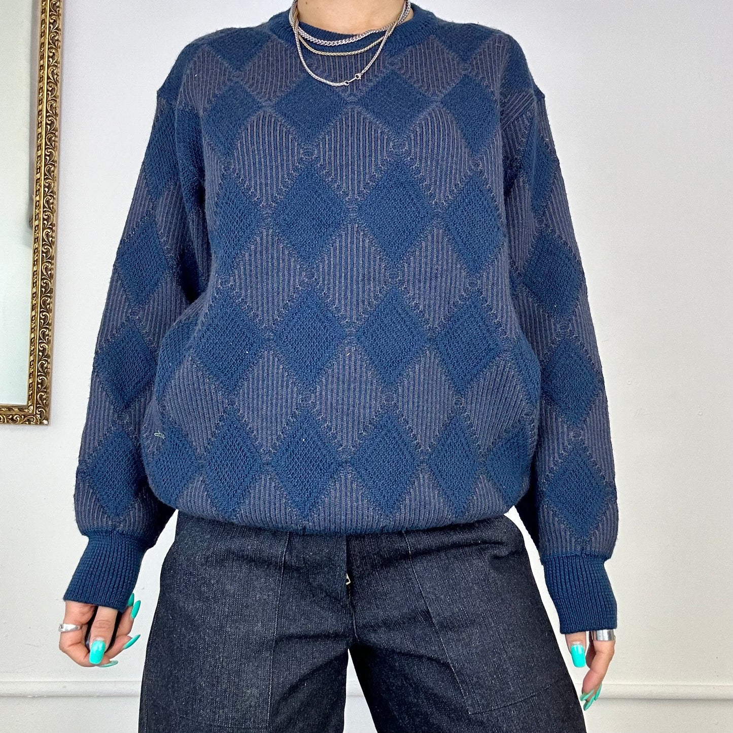 vintage blue knitted jumper