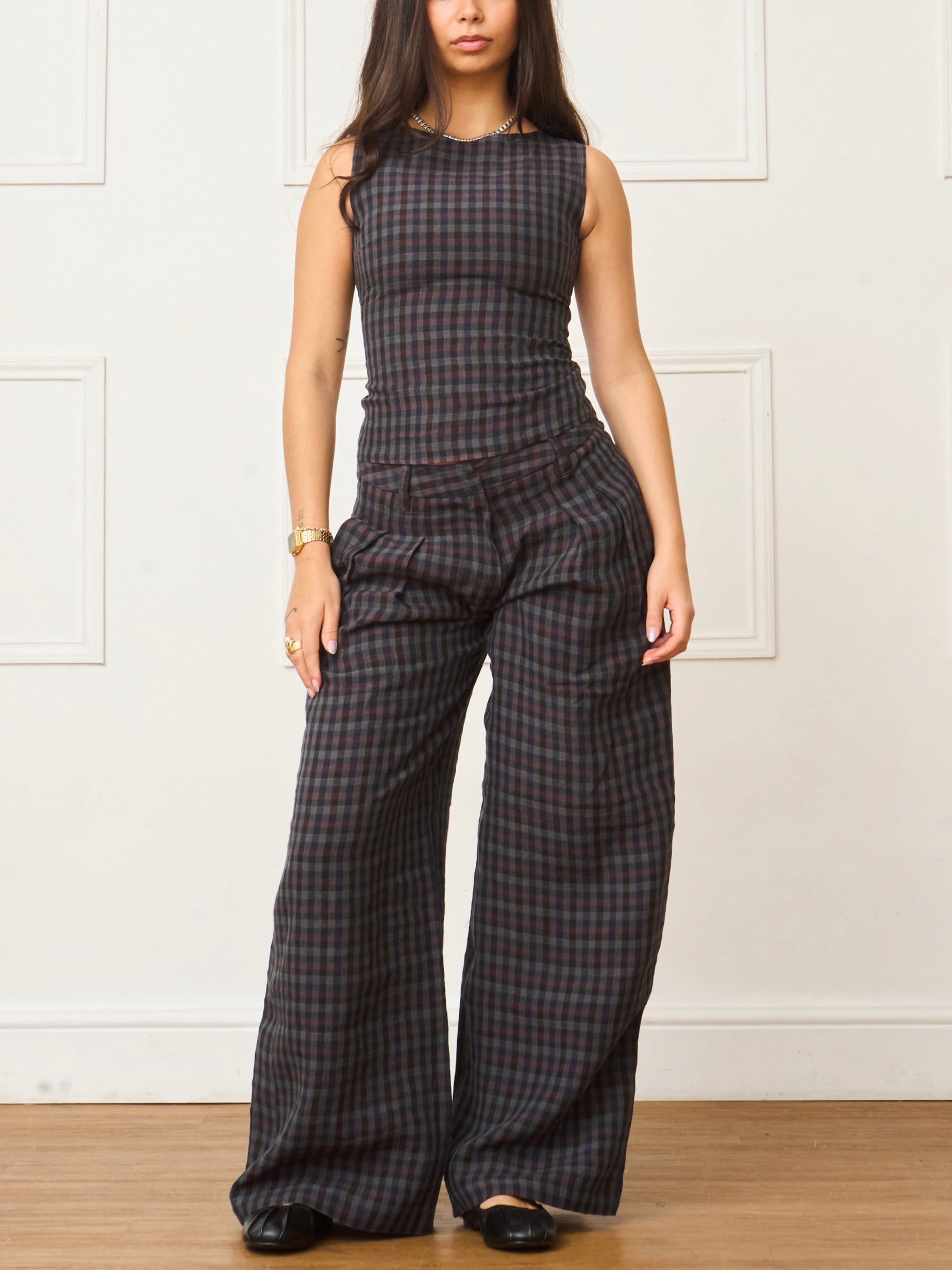 charlie top - gingham linen